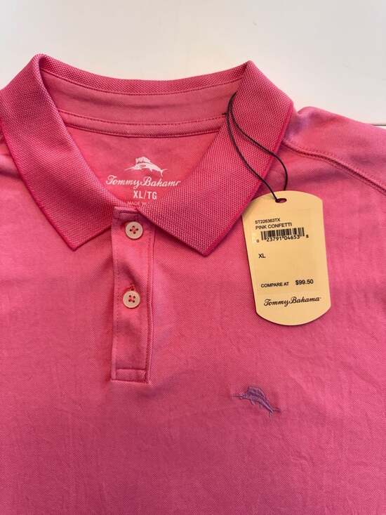 Tommy Bahama Men's Pink Confetti Cotton Blend Marlin Polo Shirt Size XL - Picture 2 of 3